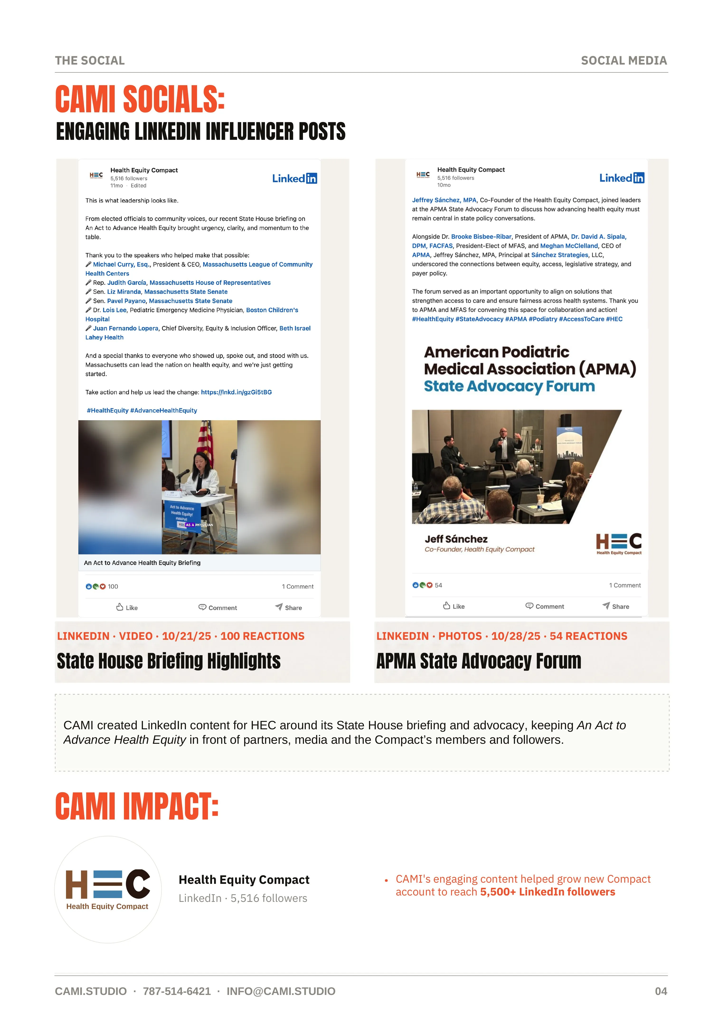 Health Equity Compact: LinkedIn influencer posts